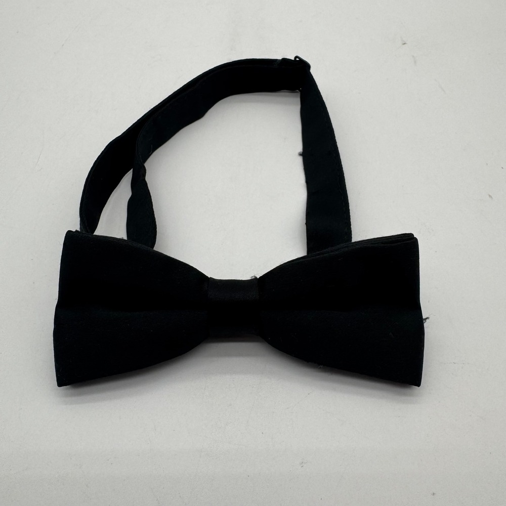 Mens Black Pre-Tied Bow Tie Adjustable Neck Strap Formal Wedding Tuxedo Wear
